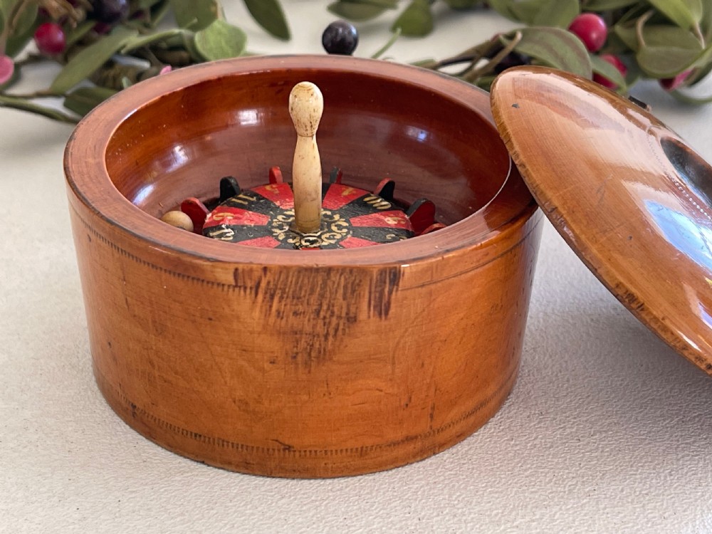 Antique  Treen Travelling Roulette Game View VII