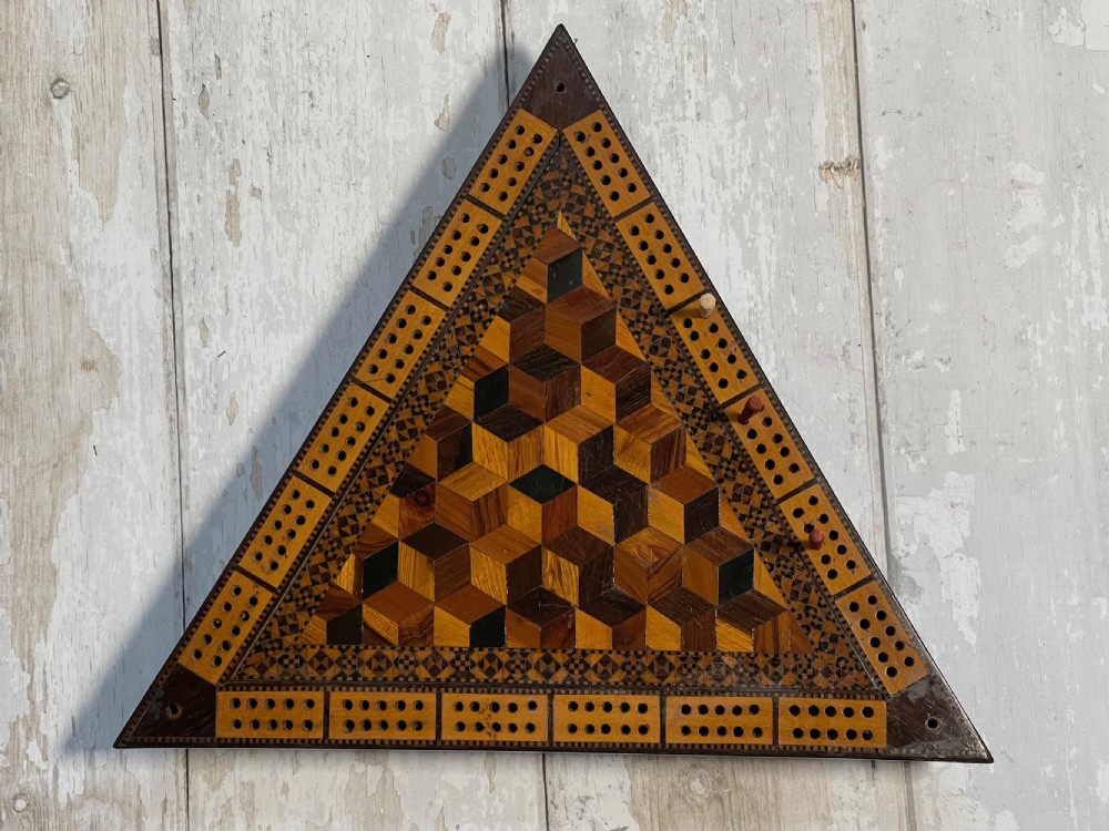 Antique Tunbridge Ware Cribbage Board
