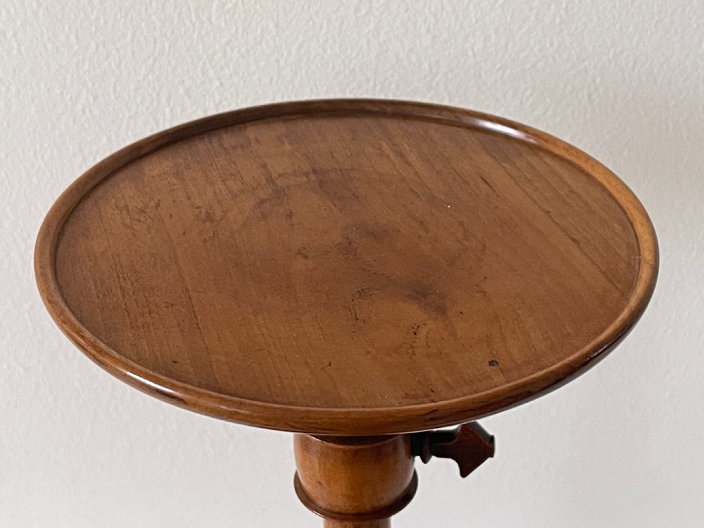 Antique Treen  Adjustable Fruitwood Candle Stand View II