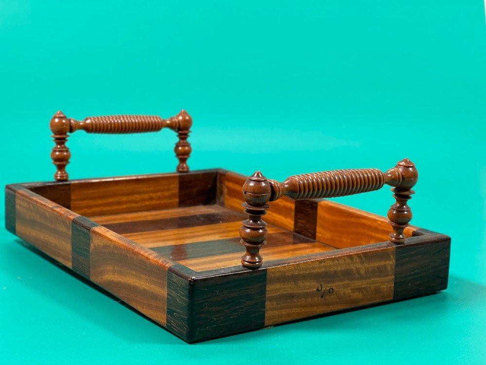 A Small Satinwood & Rosewood Small Book Tray