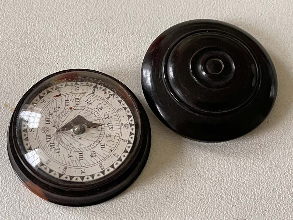 Antique Sun Dial & Compass - Lignum Vitae case
