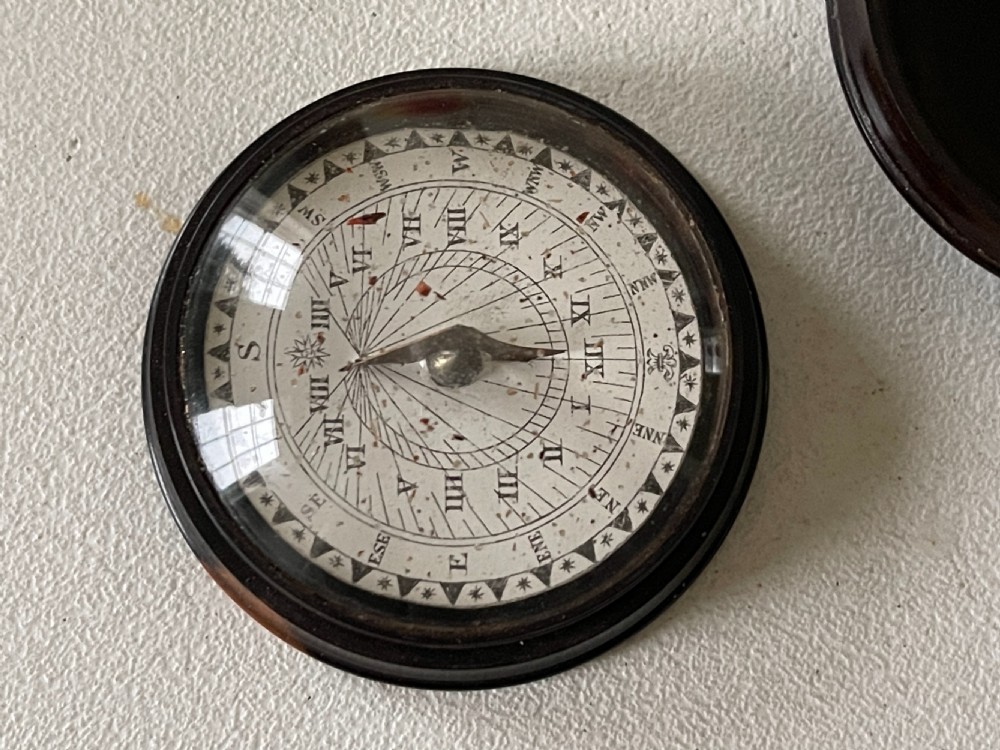 Antique Sun Dial & Compass - Lignum Vitae case View IV