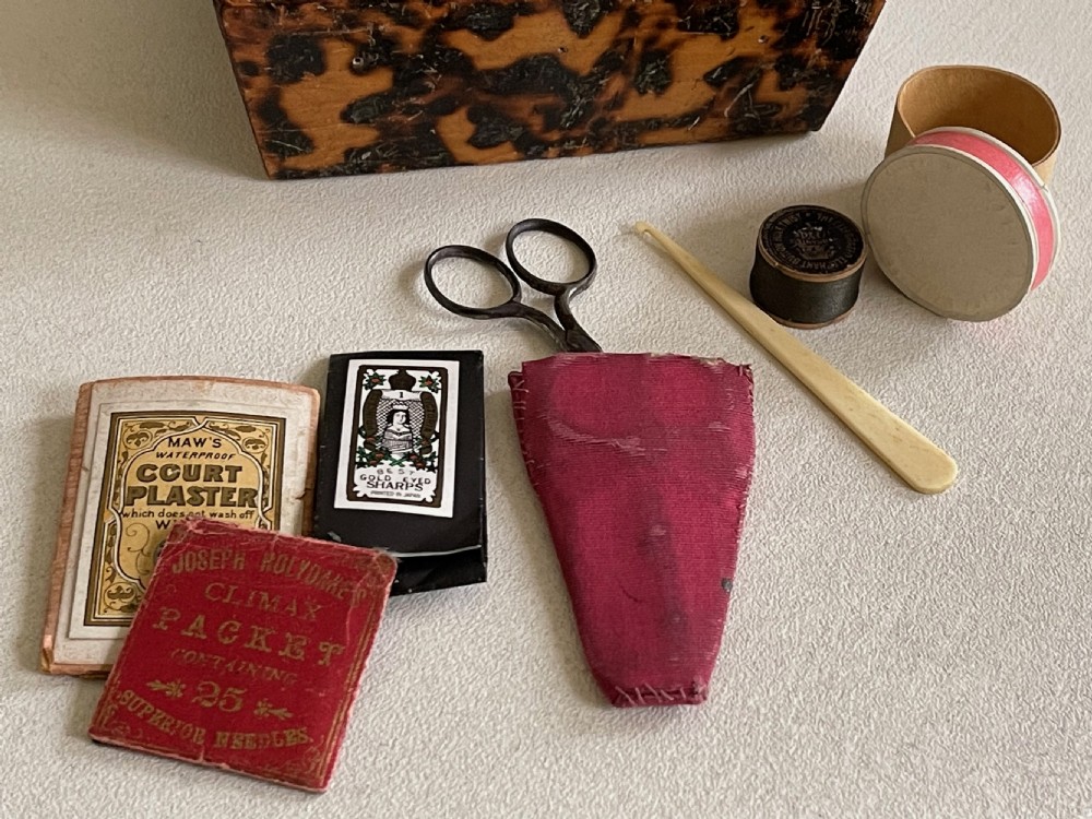 An unusual early Tunbridge Ware sewing pannier - decorated with hot poker work  View VI