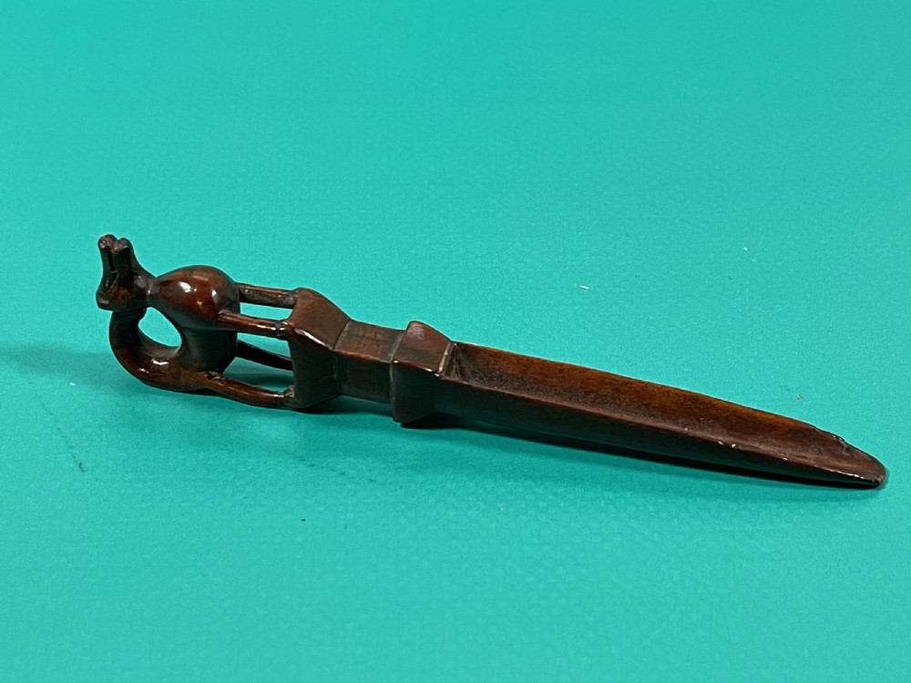 A Rare Antique Treen Apple Corer - with a carved dog View IV