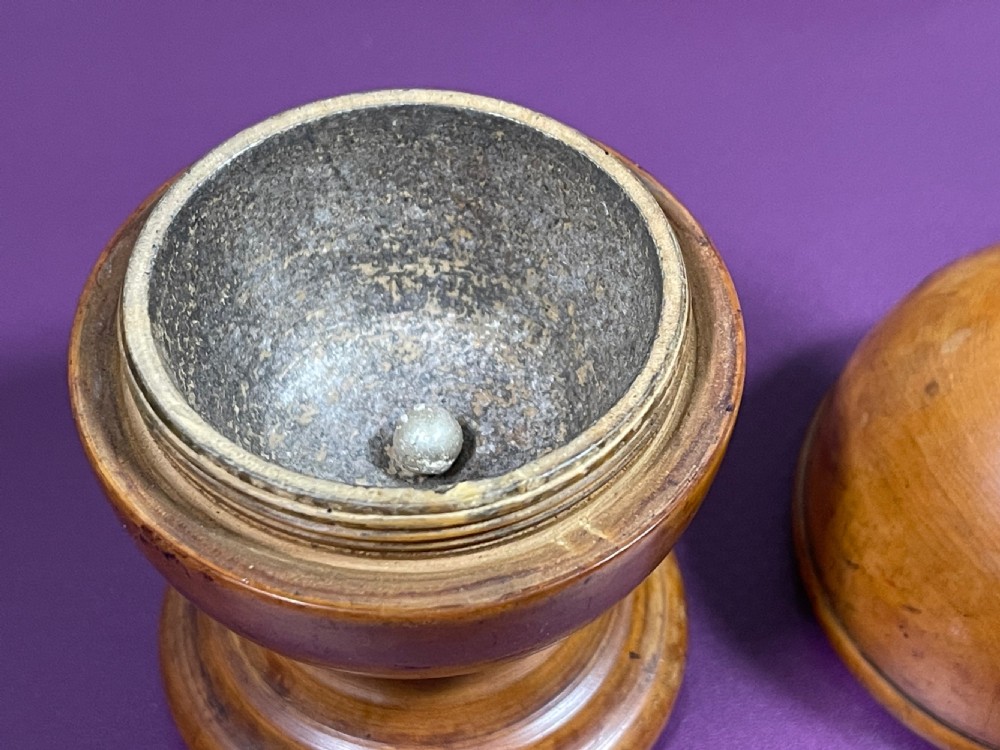 Antique Treen Boxwood Pill Silverer View IV