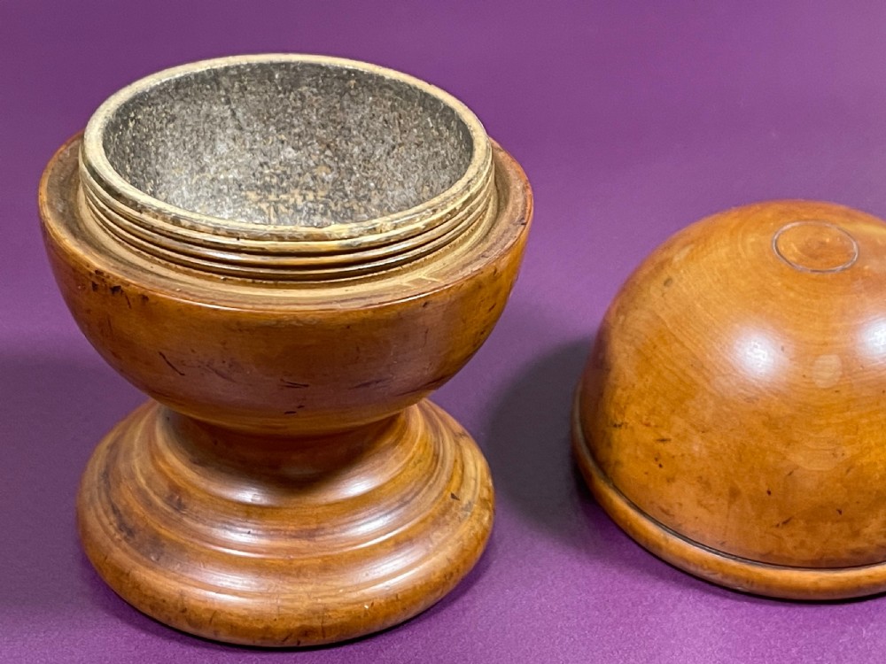 Antique Treen Boxwood Pill Silverer View V