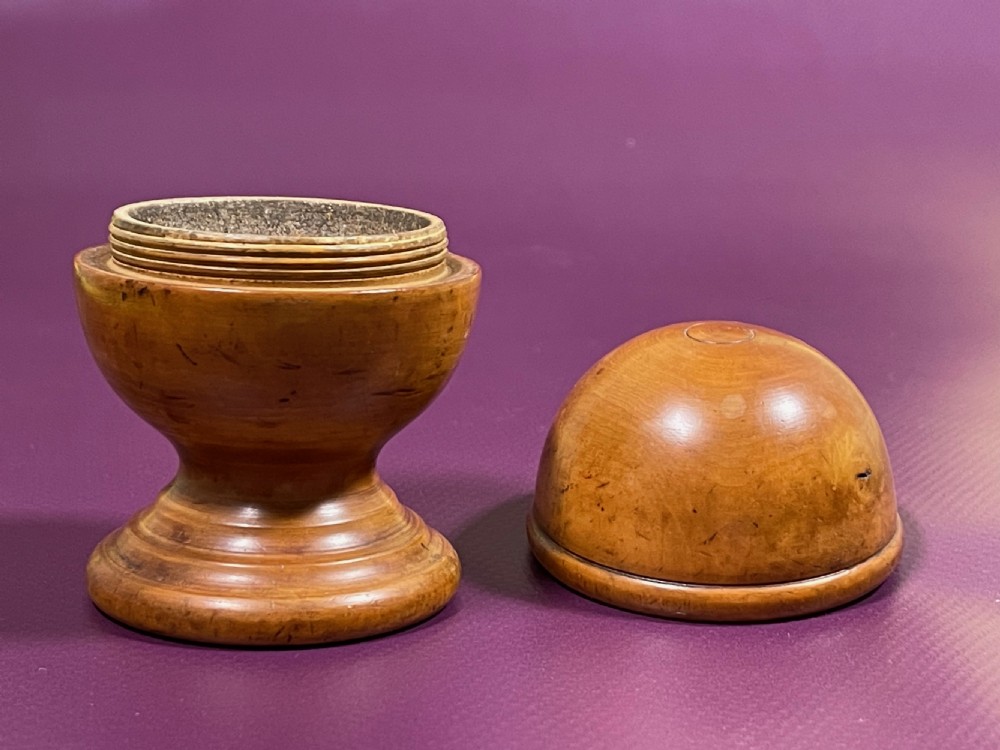 Antique Treen Boxwood Pill Silverer View VI