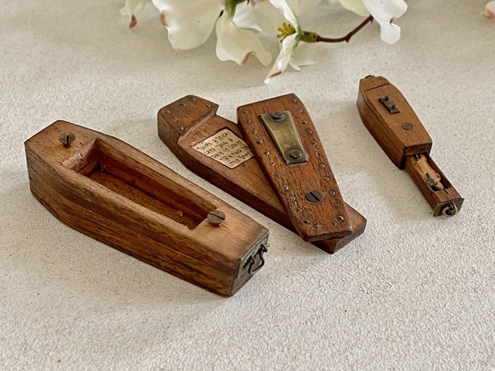 Antique Treen Triple Puzzle Snuff Box - moments more coffin snuff box View V