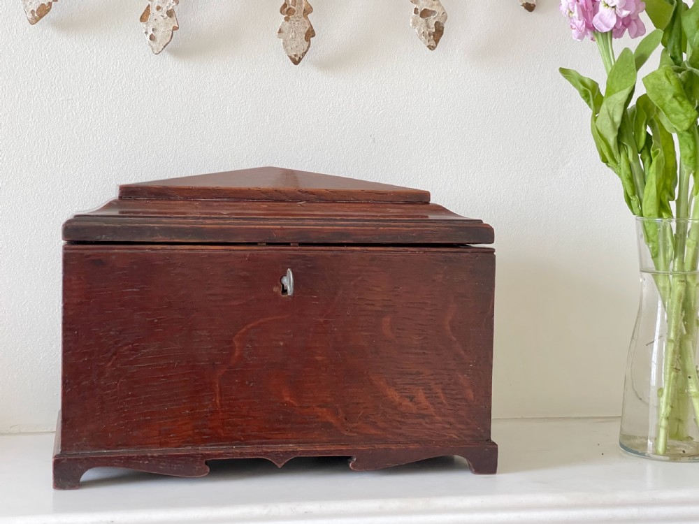 Antique Oak Box - secret Compartment