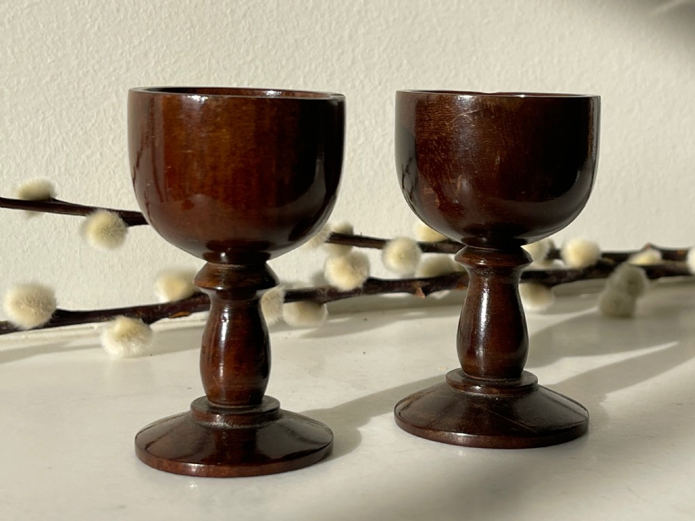 Antique Treen Pair of Egg Cups View III