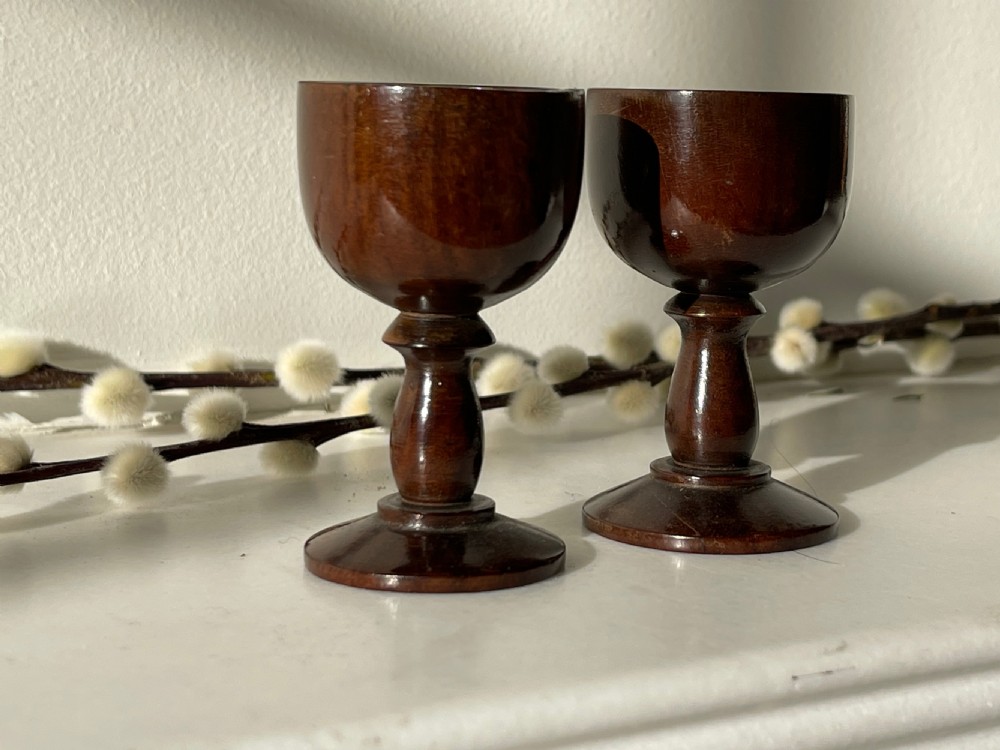 Antique Treen Pair of Egg Cups View IV