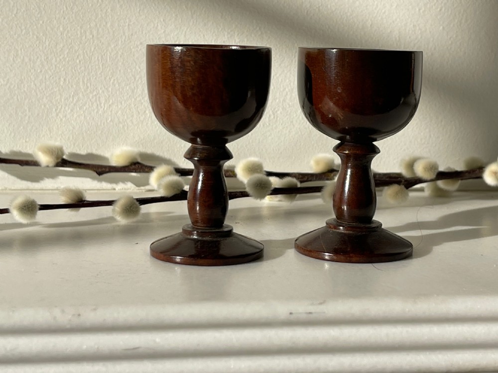Antique Treen Pair of Egg Cups View V
