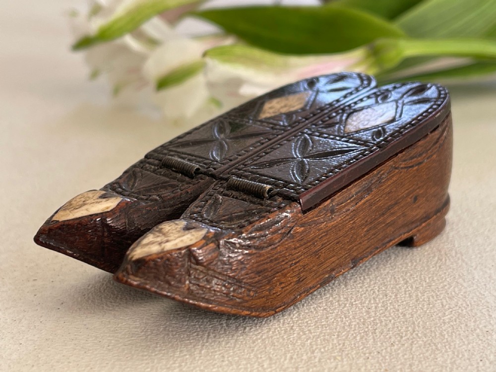 Antique Prisoner of War Double Snuff Shoe Box