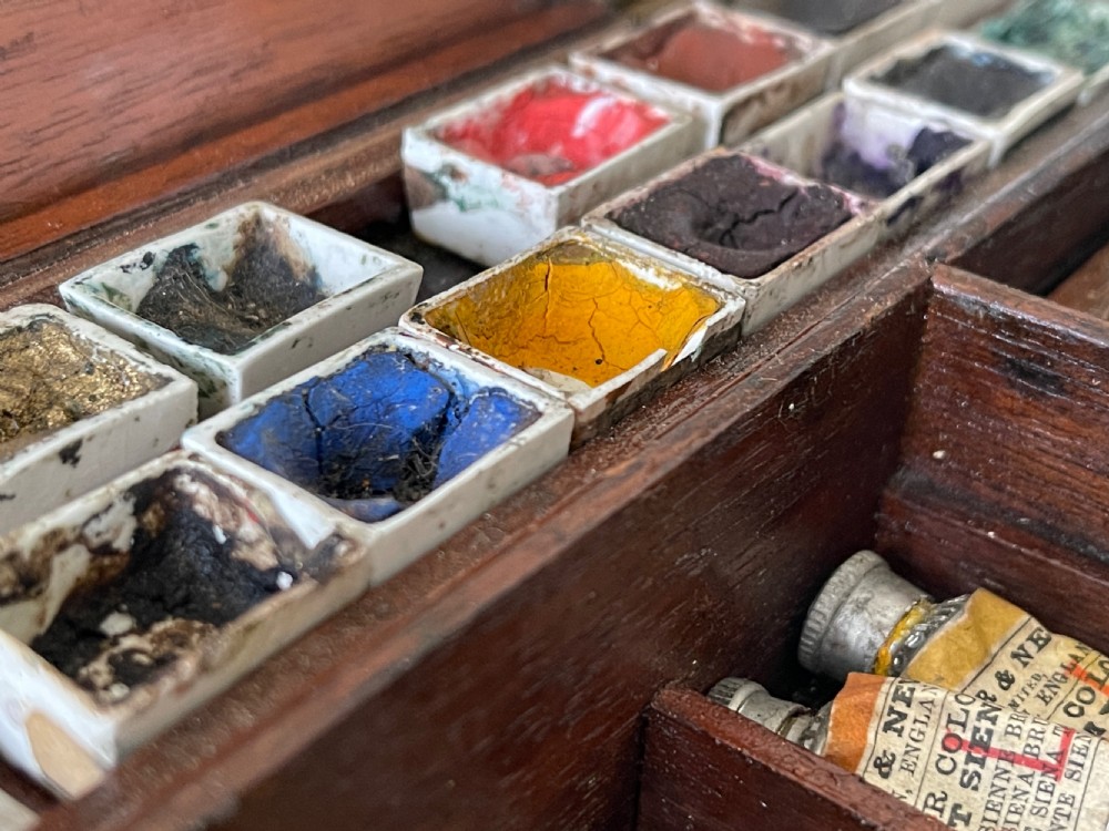 Antique Artists Paint Box -  Reeves & Sons - with contents View VIII