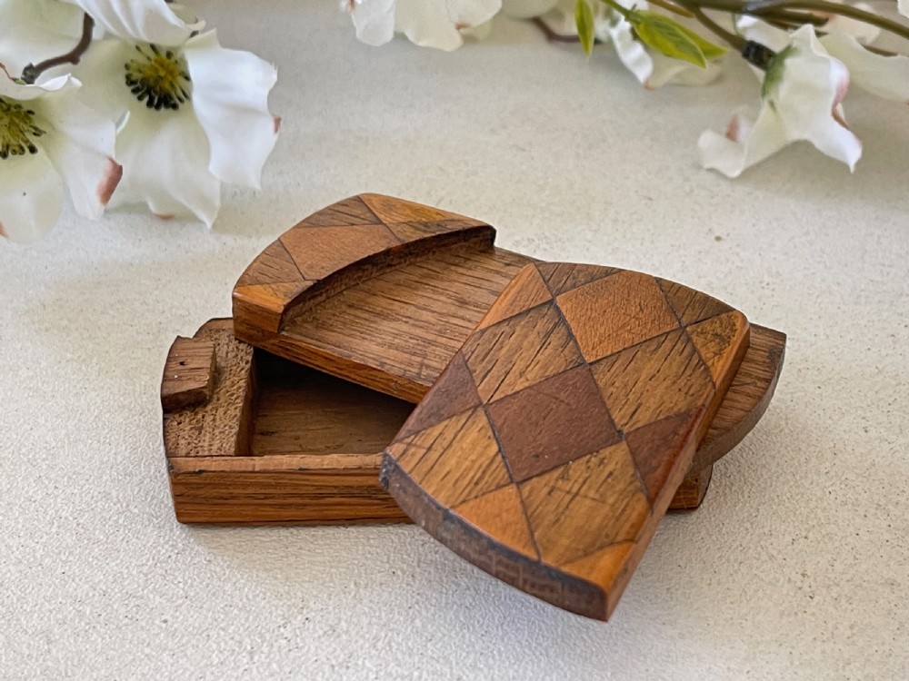 Antique Treen Puzzle Snuff Box