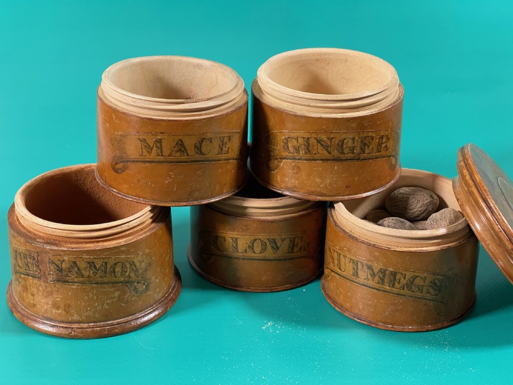 Antique Treen Five Tier Spice Tower View II