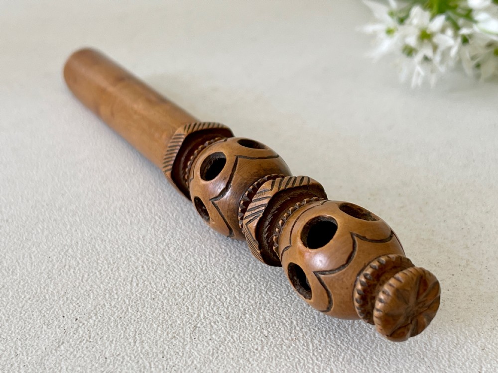 Antique Treen Apple Corer & Rattle View III