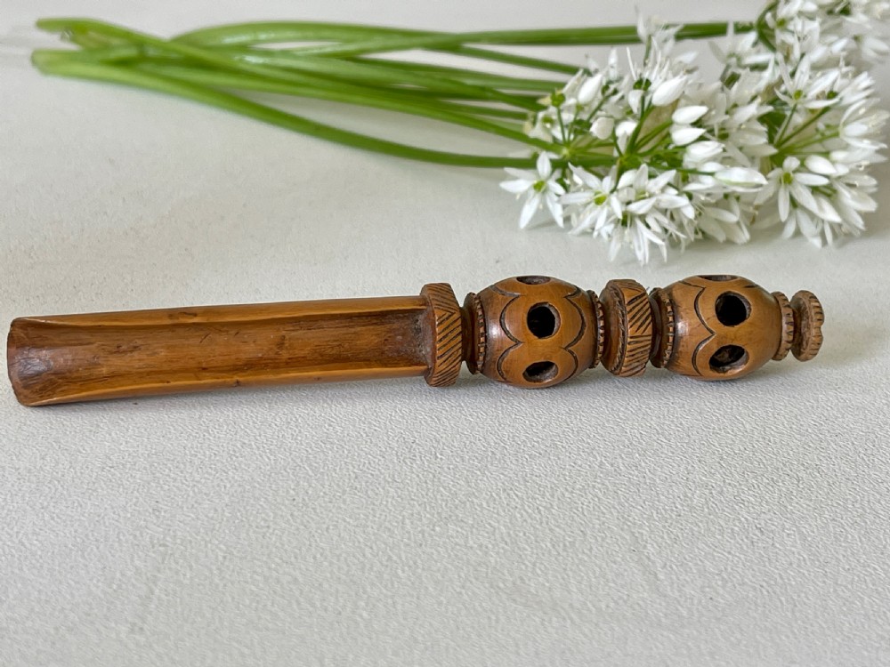Antique Treen Apple Corer & Rattle View V