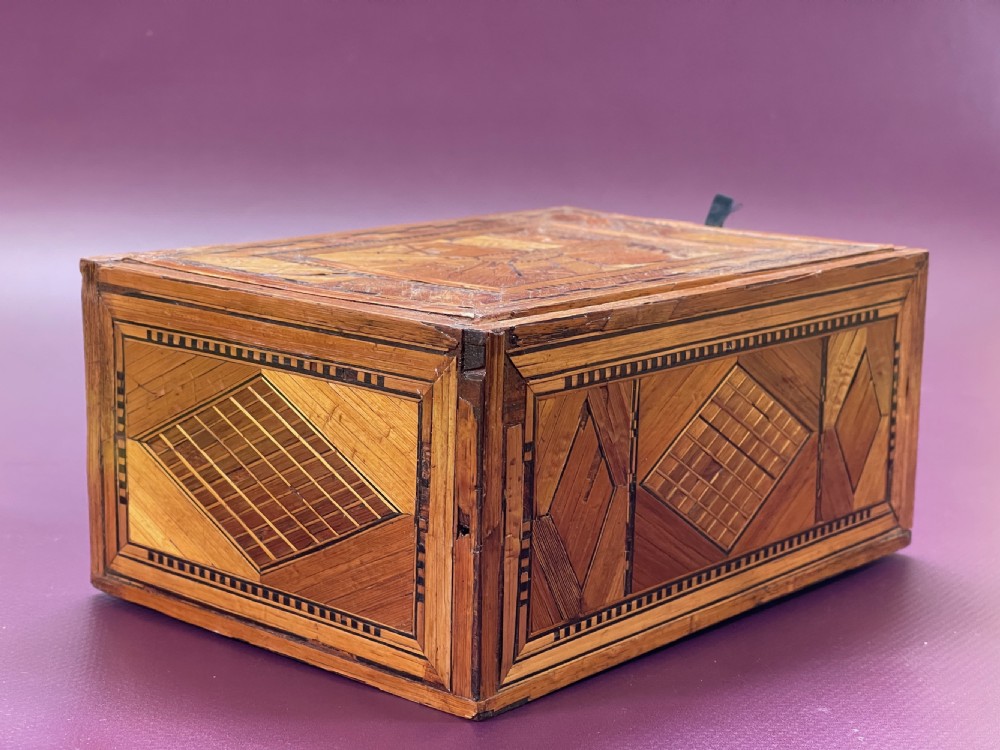 Antique Prisoner of War Straw Work Sewing Box View II