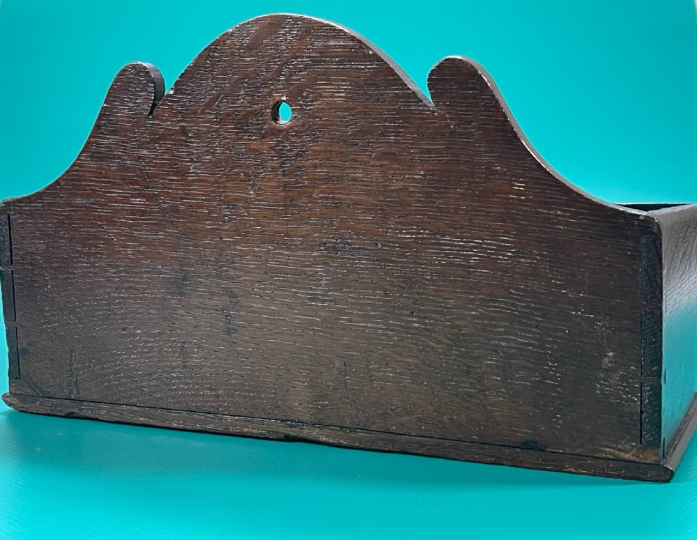A Georgian Oak Wall Pocket or Candle Box View VI