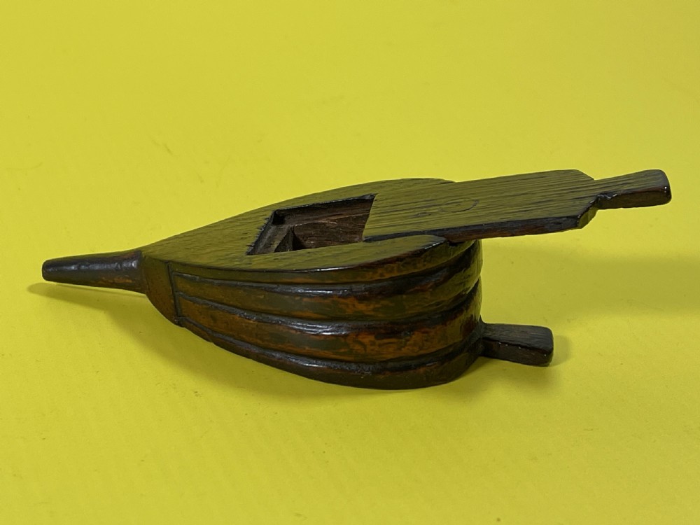 Antique Treen Snuff Box - Bellows Shaped