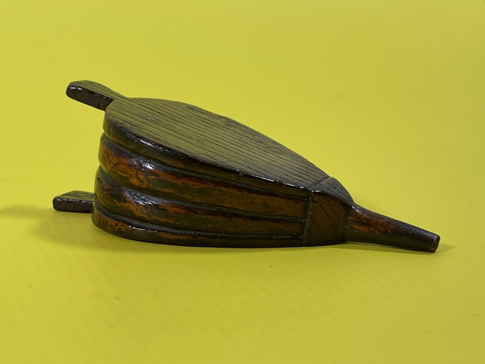 Antique Treen Snuff Box - Bellows Shaped View II