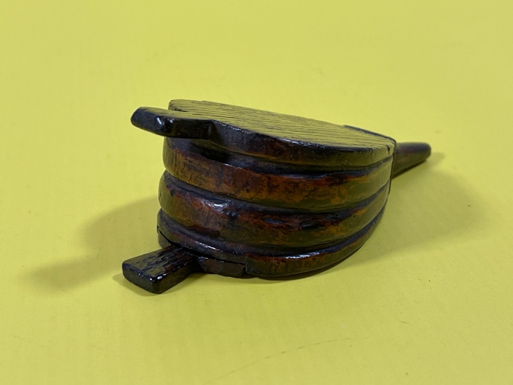 Antique Treen Snuff Box - Bellows Shaped View IV