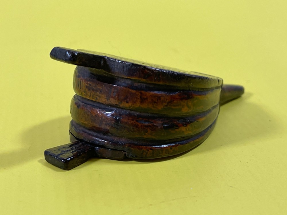 Antique Treen Snuff Box - Bellows Shaped View VI