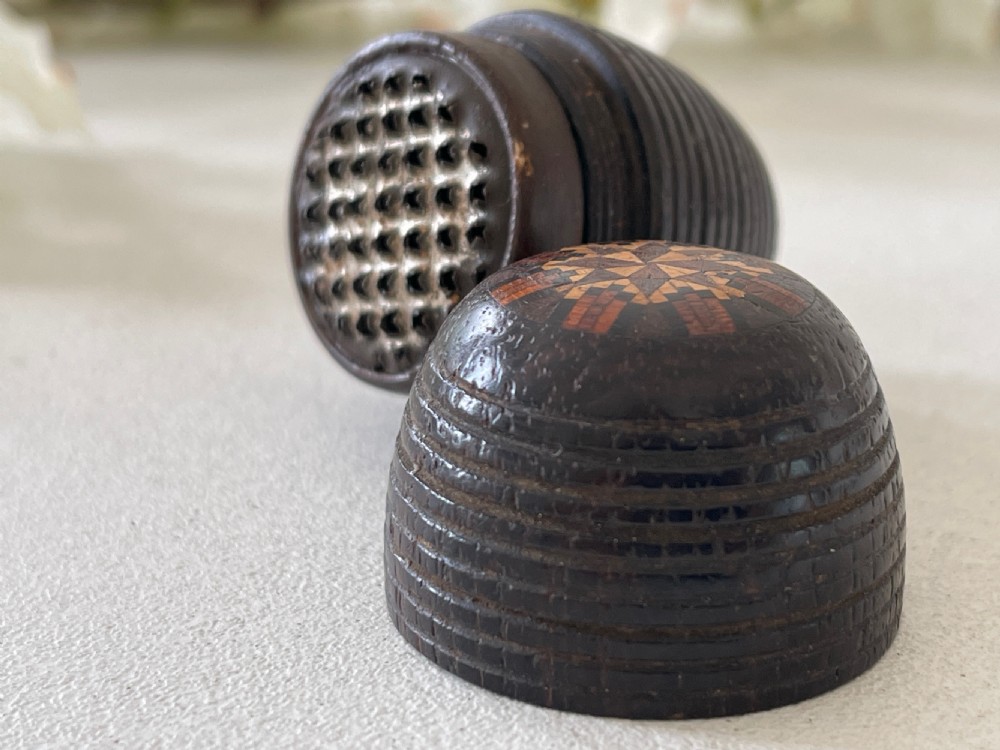 Antique Treen Tunbridge Ware Nutmeg Grater View V