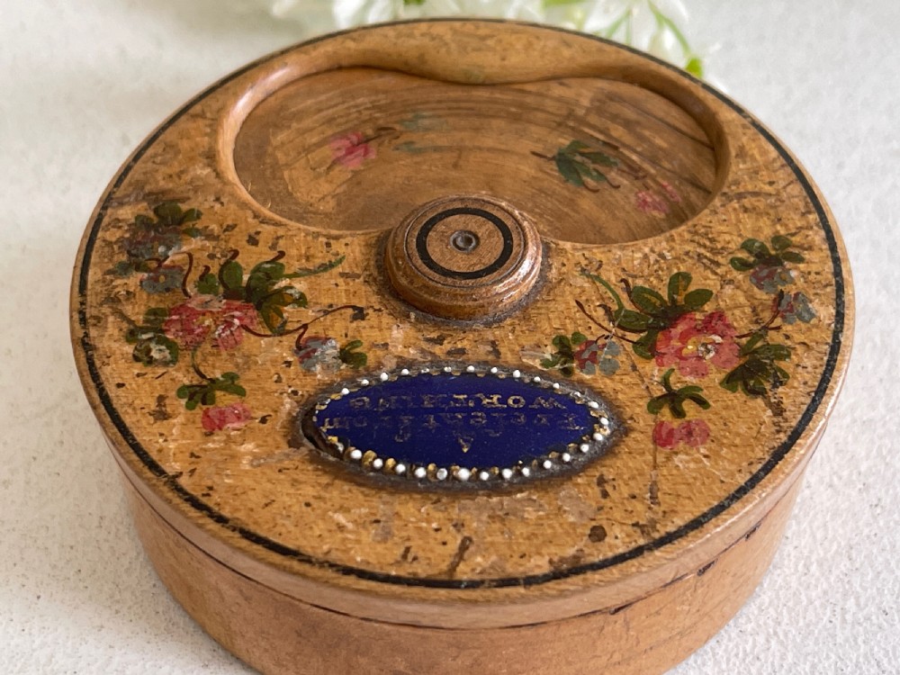 A Rare Georgian Misers Snuff Box with a Bilston Enamel Label