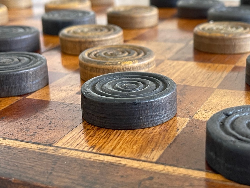 Antique Backgammon & Draughts Games Box View V