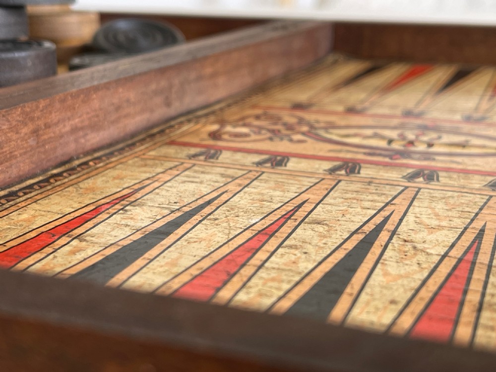 Antique Backgammon & Draughts Games Box View VI
