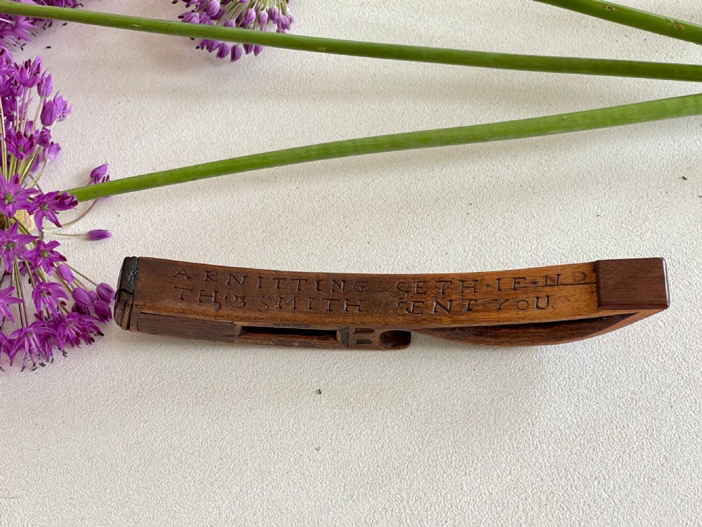 Antique Treen Knitting Sheath - Inscribed Message