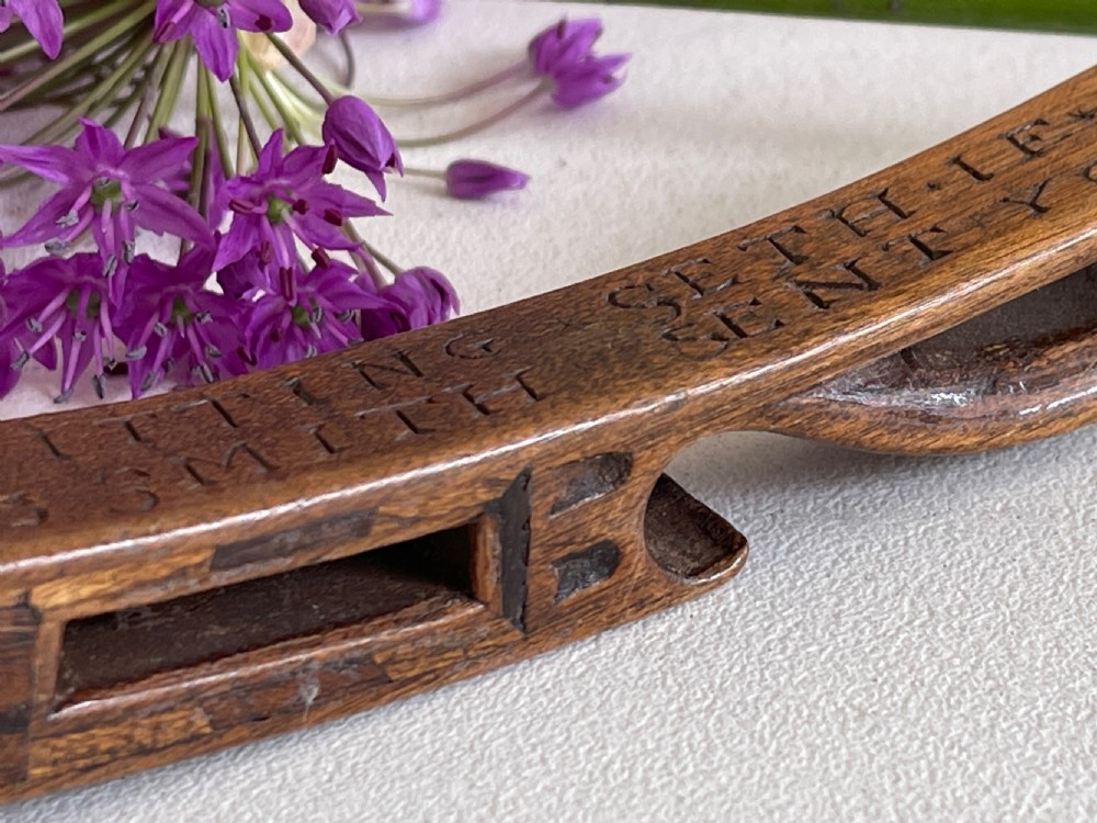 Antique Treen Knitting Sheath - Inscribed Message View II