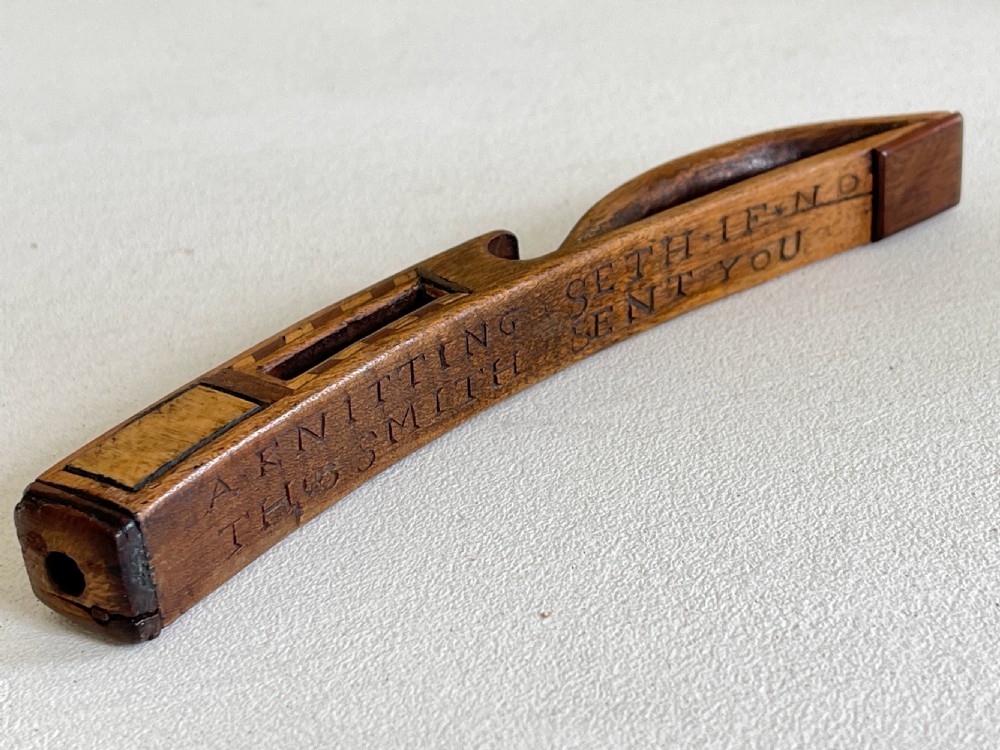 Antique Treen Knitting Sheath - Inscribed Message View IV