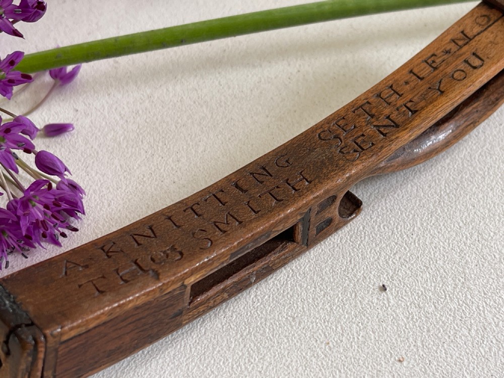 Antique Treen Knitting Sheath - Inscribed Message View VIII
