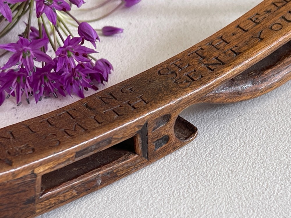 Antique Treen Knitting Sheath - Inscribed Message View X