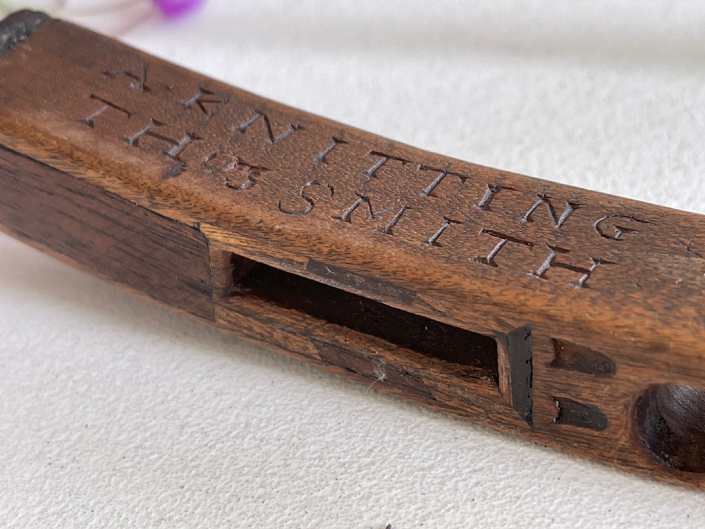 Antique Treen Knitting Sheath - Inscribed Message View XI