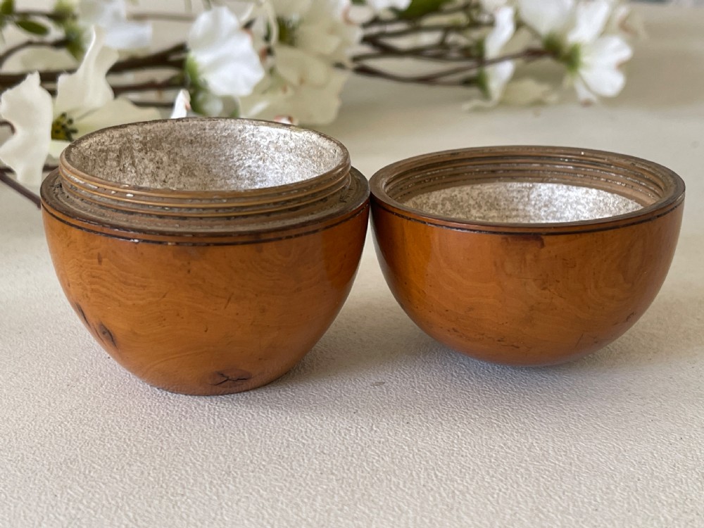 A Small Antique Treen Boxwood Pill Silverer View IV