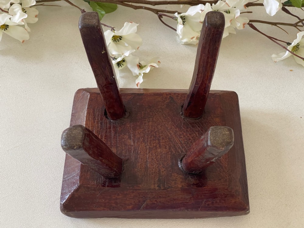 A Small Oak Antique Stool for Candles  View III