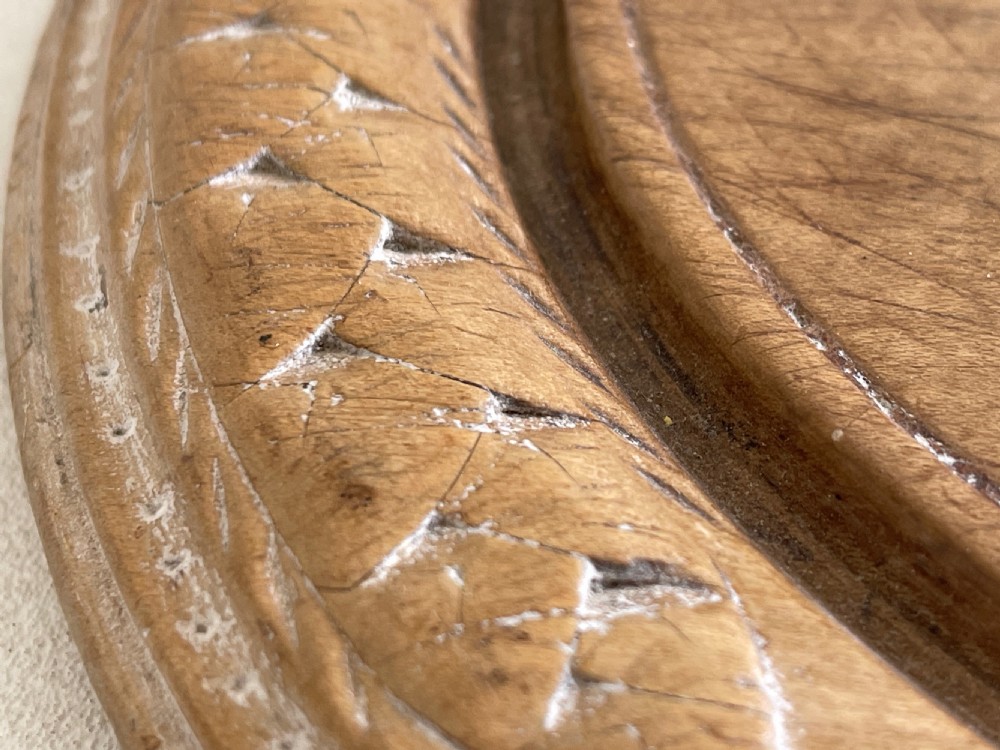 Antique Treen Bread Board - carved wheat View II