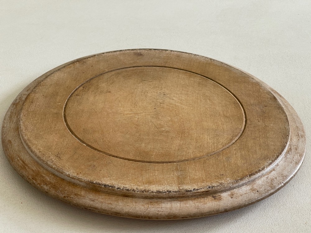 Antique Treen Bread Board - carved wheat View IV