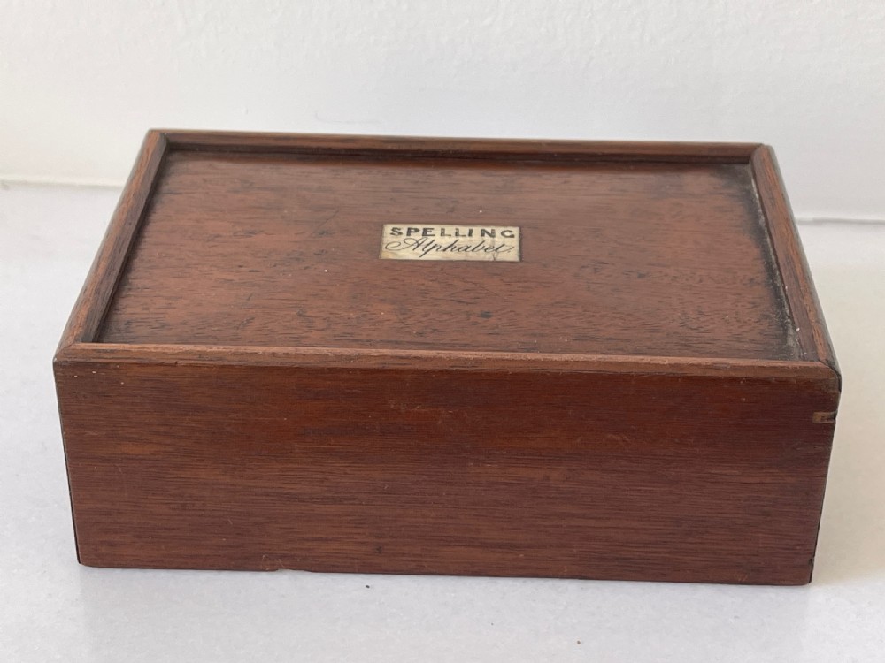 Antique Spelling and Alphabet Box - includes 232 double sided bone letters View II