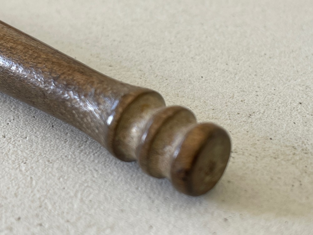 Antique Welsh Cawl Spoon - turned handle at the top View IV