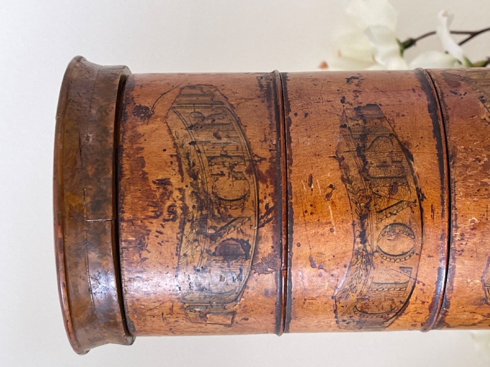 Antique Treen Five Tier Spice Tower - original labels View IV