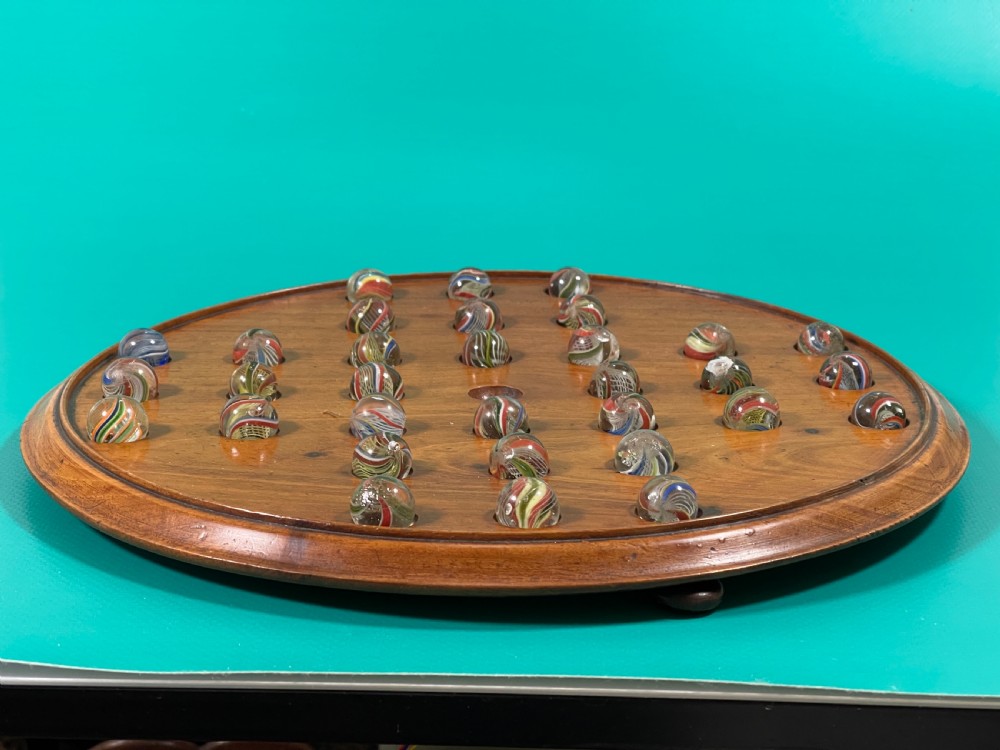 Antique Solitaire Board & Victorian Marbles View II