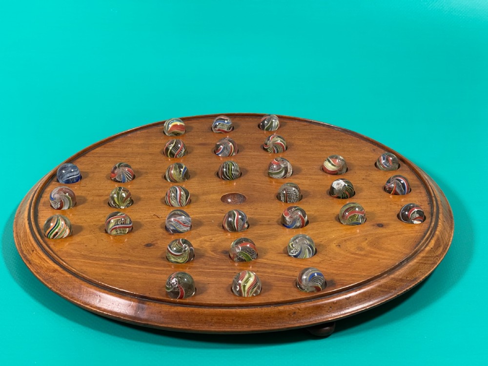 Antique Solitaire Board & Victorian Marbles View VI