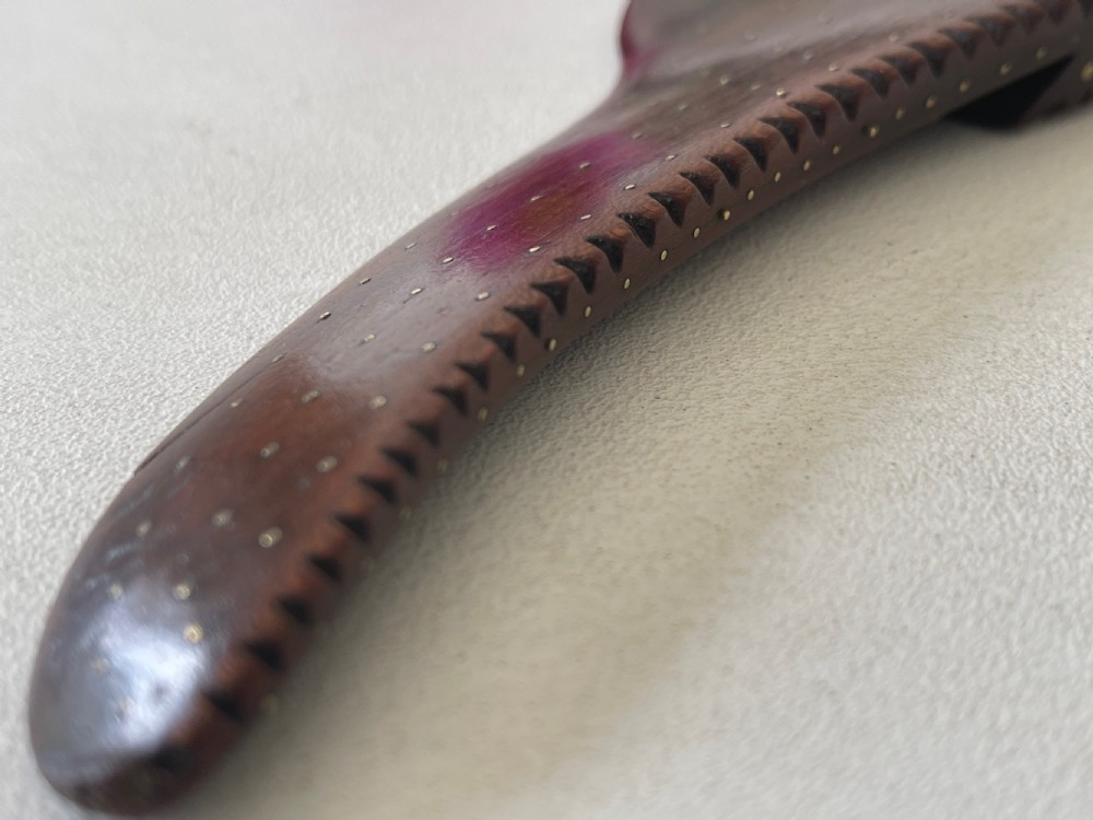 Antique Treen Knitting sheath fro Dental - beautiful brass pique work View V