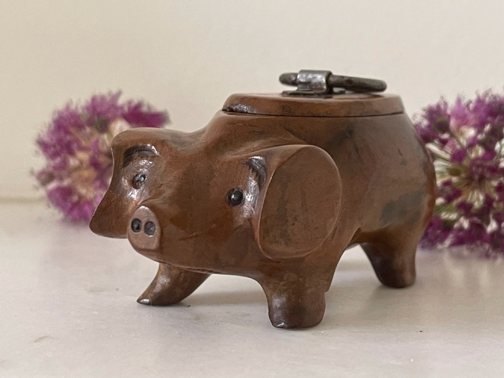 Antique Treen Pig Snuff Box View III