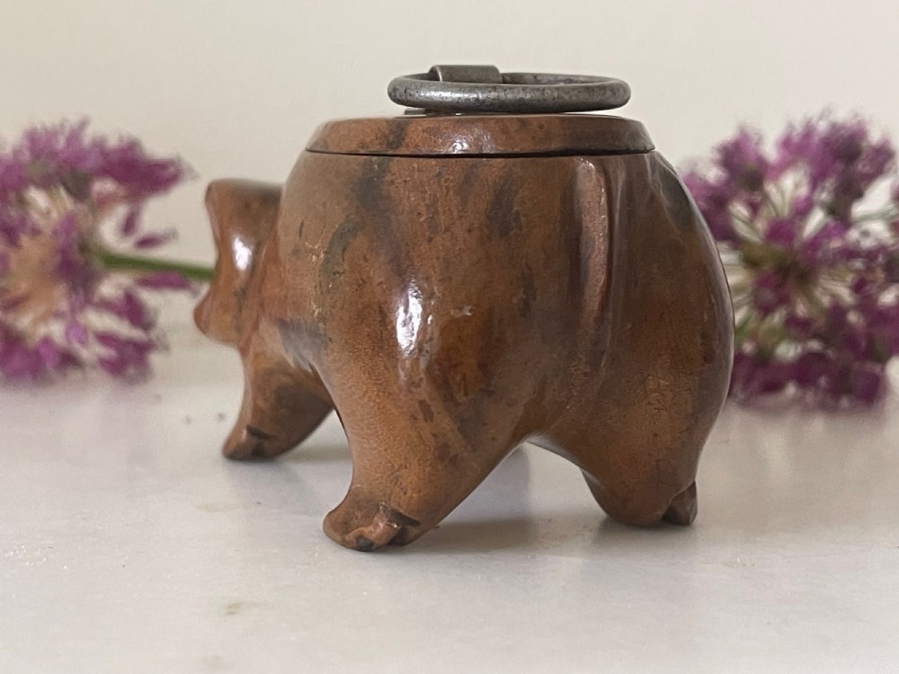Antique Treen Pig Snuff Box View VIII